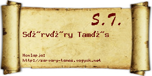Sárváry Tamás névjegykártya